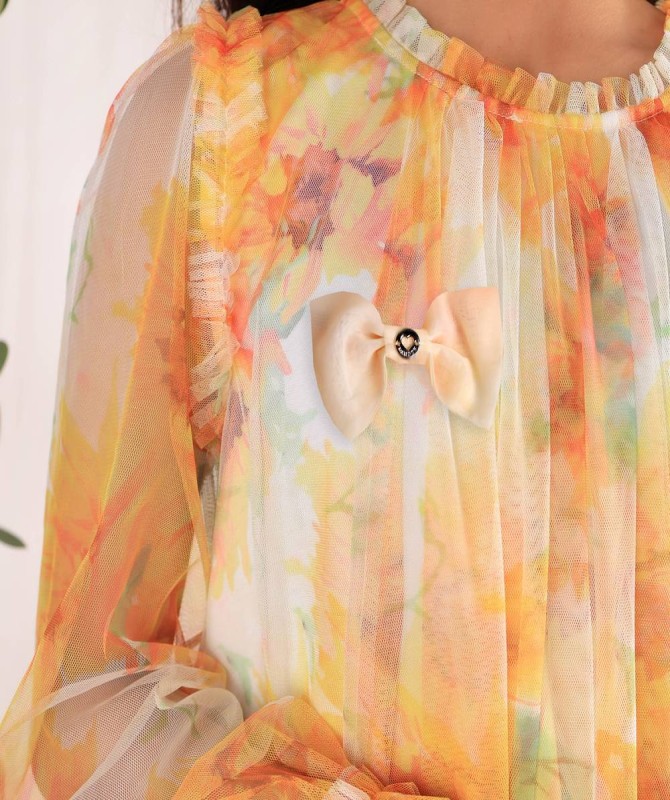 فستان  بناتي برتقالي