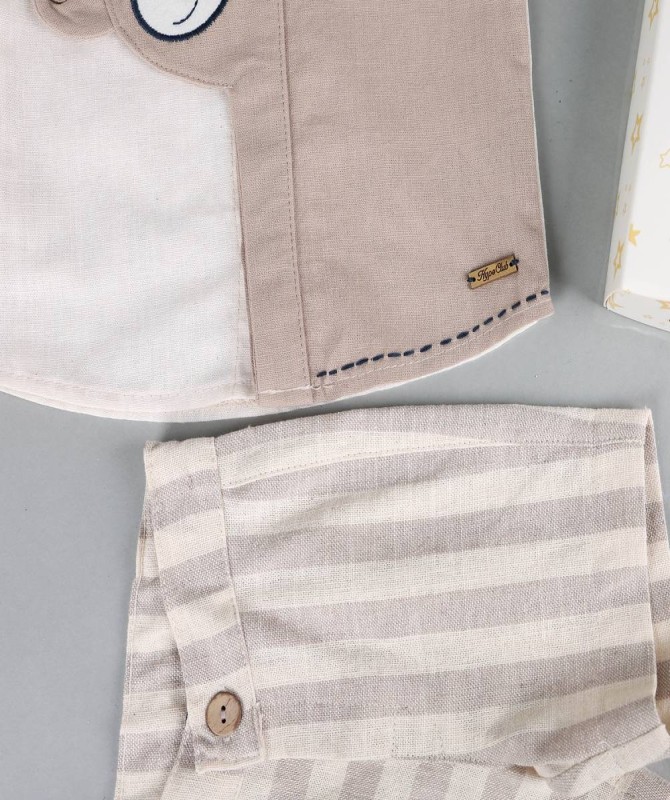 طقم 3 قطع بيج بني بصورة دبدوب